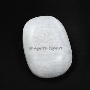 Accent Guérison de la vie Symbole Cercle Sélénite Plaque de charge ronde Pierre précieuse de guérison Feng Shui - Product Image 4