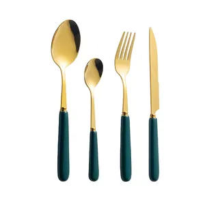 Golden Flatware Cutlery with ceramic handle premium quality wedding decorative modern cutlery set suppliers India