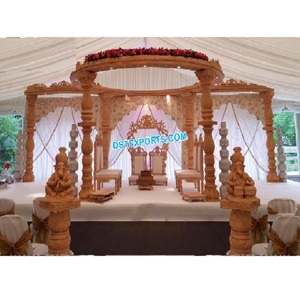 Mandap de Fibra con Aspecto de Madera para Bodas Hindúes, Mandap Padmavati para Matrimonios, Mandap de Madera Anaya para Bodas Indias, Decoración para Eventos en Nueva York - Product Image 1
