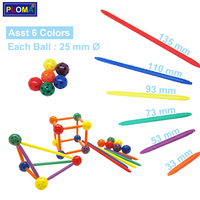 Juguete Educativo de Construcción de Plástico PLOMA, Varilla y Bola Vertex, Rompecabezas 3D con Caja de Almacenamiento para Niños de 2-4 y 5-7 Años, Unisex
