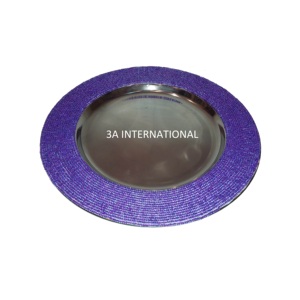 Dîner Table Dessert Serveur Plat Vaisselle Décoration Plat Salver Plateau De Nourriture Conception Promotionnelle Assiette De Chargeur En Métal De Mariage - Product Image 1