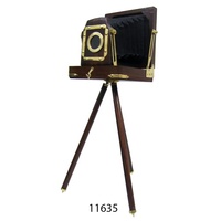 Appareil photo vintage en bois avec trépied et projecteur de cinéma rétro vintage noir avec support pour objet de décoration