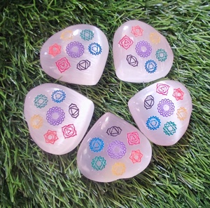 <b>TOP</b> QUALITY SELENITE CHAKRA SYMBOL ENGRAVED CRYSTAL <b>HEART</b> <b>TOP</b> POLISHED GEMSTONE <b>HEART</b> FOR HEALING REIKI BULK FROM ELEGANT AGATE - Product Image 2
