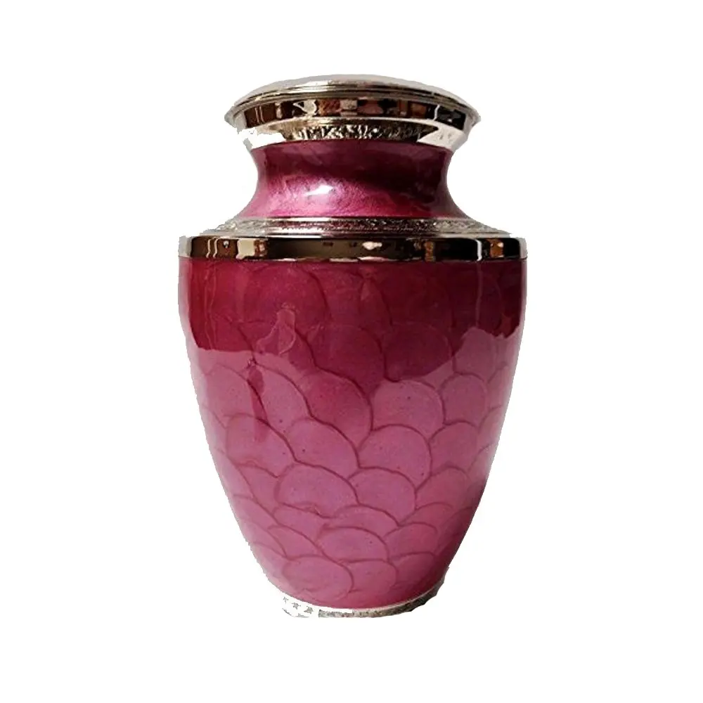 Decorative Dark Pink Cremation Urn with Gold Strip on Top and Lid antique cremation urn Brass cremation urns