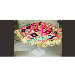 Petit parapluie Phulkari pour décorations de table, décoration de scène de mariage indien, fabricant et exportateur de parapluies - Product Image 1