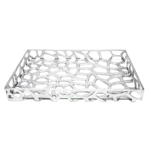 Plateau de service personnalisé de style moderne Design personnalisé avec logo Moulage d'aluminium Qualité internationale du métal pour la maison et l'hôtel - Product Image 1