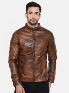 Elegante chaqueta de cuero para hombre [estilo cremallera chaqueta de cuero sólido negro estilo pegado al hombro] por EVERGLOW - Product Image 5