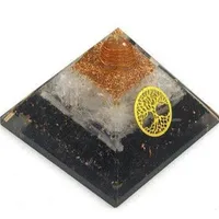 שחור טורמלין סלניום Orgonite פירמידת עם עץ החיים סמל