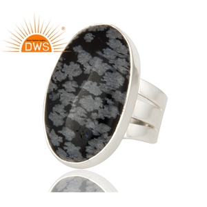 Fournisseur de bagues pour femmes en argent sterling 925, bijoux en obsidienne flocon de neige naturelle, grossiste en bijoux - Product Image 2