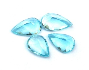 Piedras preciosas naturales de Topacio Azul, 4 unidades por lote, piedra tallada en forma de pera, joyería DIY - Product Image 1