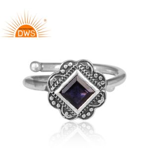 Bague en pierre précieuse Iolite naturelle, argent sterling 925, nouvelle collection de fabrication de bijoux au Design ethnique - Product Image 2