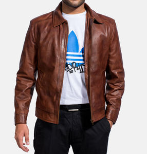 แจ็กเก็ตมอเตอร์ไซค์100% หนังวัวแท้ทรงบางพอดีกันน้ำคอตั้งใช้ได้กับทุกขนาด - Product Image 6