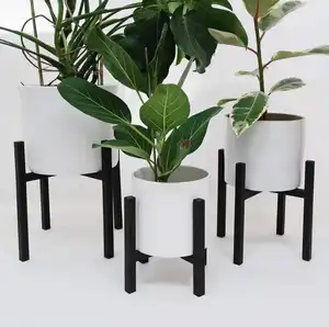 Easy To Use Shelves Rubber Wooden Plant Stands Holder For Living Room Outdoor Indoor