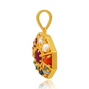 Venta al por mayor 925 plata esterlina Chakra colgante multi-piedra preciosa granate chapado en oro AAAA grado blanco perla encantos joyería Unisex - Product Image 3