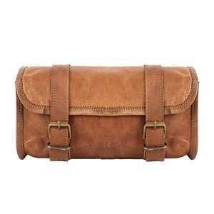 Sac de guidon en cuir fait main sac de moto selle marron sac à outils de vélo pochette d'accessoires de voyage en cuir chamois - Product Image 1