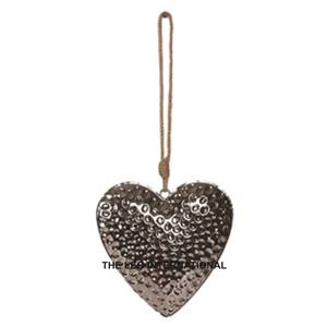 Handmade Steel Metal Hammered Glossy Silver Heart Christmas <b>Hanging</b> <b>Ornament</b> Festival Party Gifts Decoration - Product Image 1