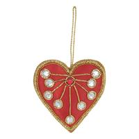 Décoration de Noël en forme de cœur en velours royal, satin, feutre et coton, faite à la main, pour intérieur, à suspendre, broderie personnalisée