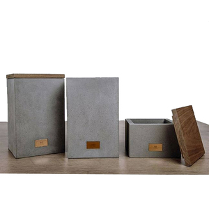 Modern Concrete & <b>Wood</b> Canister <b>Storage</b> Jars - Product Image 3