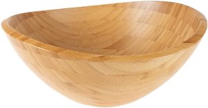Bol à fruits en bois, grand plat de service ovale, finition naturelle, décoration de cuisine - Product Image 2
