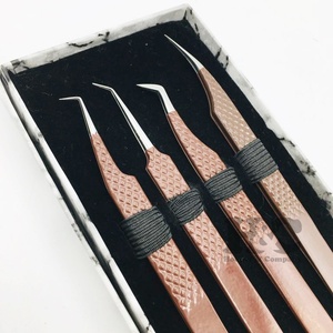 Venta al por mayor pinzas de pestañas visón sostenible pinzas de pestañas personalizadas pinzas de extensión de pestañas Acero inoxidable oferta de logotipo - Product Image 5