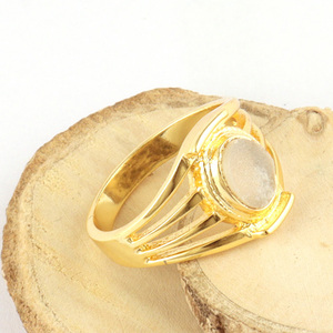 Zeva Jewels 6x8มม. ชุดแหวนคอลเล็ต9ชิ้นจากน้ำตาลขาวน้ำตาลดรูซี่ชุบทอง - Product Image 3