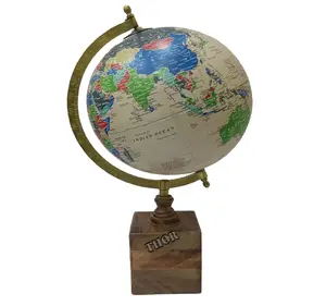Designer-Serie Globe Old World Style Tisch Büro Globe Raised Relief Charred Hartholz basis Antik Messing poliert