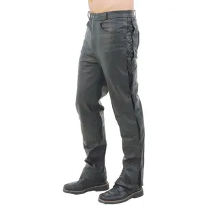 Men's Side Lace Pants Premium Buffalo Leather Custom Made Leather Trousers