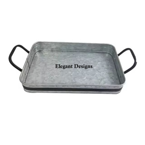 Bandeja de servicio galvanizada con forma redonda, plato de servicio galvanizado ecológico, hecho a mano, barato, venta al por mayor - Product Image 3