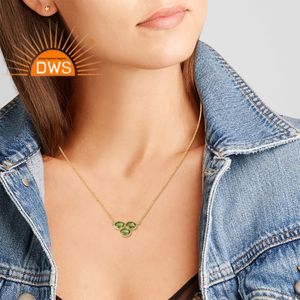 Collier pendentif en argent sterling 925 avec pierre précieuse péridot naturel, modèle 2026, très vendu, pour femme - Fabricant de bijoux - Product Image 3