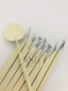 Pince à épiler d'extension de cils crème blanche enduite de poudre Prix de gros Pince à cils en acier inoxydable massif avec logo personnalisé - Product Image 3