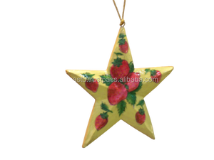 El más nuevo adorno colgante de Navidad con forma de estrella pintado a mano, artesanías de madera, cajas de madera y letreros de pared, Material - Product Image 5