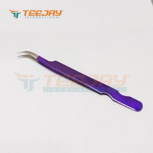 Pincettes courbées en poudre de couleur violette, pour extensions de cils, avec Base, outil de levage de faux cils, outil de soins de beauté, 1 pièce - Product Image 3