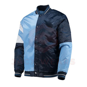 Grande taille en gros sur mesure Letterman Baseball hiver Satin vestes avec col montant imperméable et respirant - Product Image 6