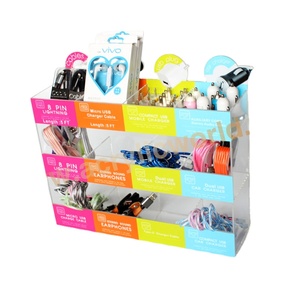 4 Tiers Cell Phone Accessory Acrylic Cable Display Stand, Counter Display <b>Shelf</b> for Phone Usb Charger - Product Image 1