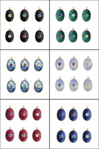 Labradorite and Emerald Double Gemstone Charms Pendants - 8x12mm Oval Gold Vermeil Bezel Set Gemstone Pendant - Product Image 3