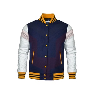 2022 OEM Custom Patch Leather Sleeve Chain Chenille Embroidery <b>Bomber</b> Flight Baseball Vintage Letterman <b>Varsity</b> <b>Jacket</b> for <b>Men</b> - Product Image 1