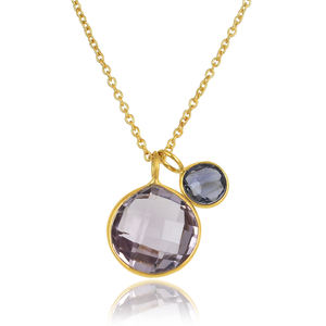 S925 Collar con colgante de plata esterlina Cadena de diamantes clásica Moda DE BODA unisex con amatista Iolita Multi perla - Product Image 2