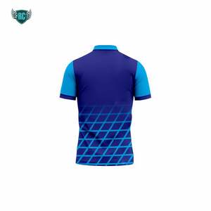 Polo con degradado azul y negro personalizado, ropa deportiva de manga corta con patrón geométrico para uniforme de equipo - Product Image 5