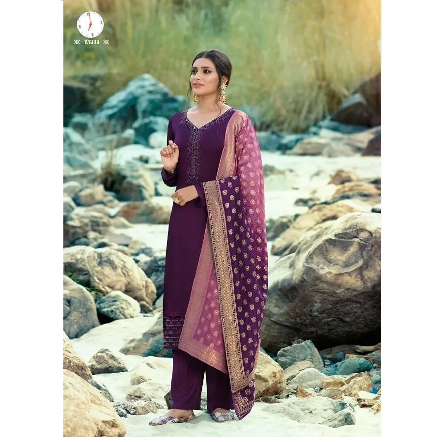 सुंदर भारतीय डिजाइनर शादी पहनने भारी साटन Georgette सलवार कमीज कपड़े फैंसी जातीय पहनने संग्रह थोक मूल्य
