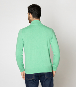 Maglioncino da camionista 100% Cashmere a manica lunga invernale verde chiaro per gli uomini - Product Image 3