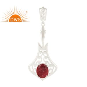 ออกแบบ925เงินสเตอร์ลิงสีแดงทับทิมคอรันดัมพลอยผู้หญิงจี้เครื่องประดับผู้ผลิต - Product Image 1