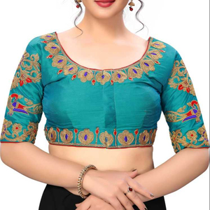 New Model Designer Embroidered Work Festival Wear Regular Fit Plus Size Fully Stitched Party Wear Sari Blouse Piece Indian Women Garment - Product Image 1