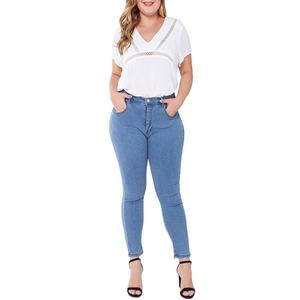 Pantalones Vaqueros Ajustados de Mezclilla para Mujer, Talla Grande, Casuales, Elásticos, Transpirables, de Color Oscuro, al por Mayor, Bangladesh - Product Image 4