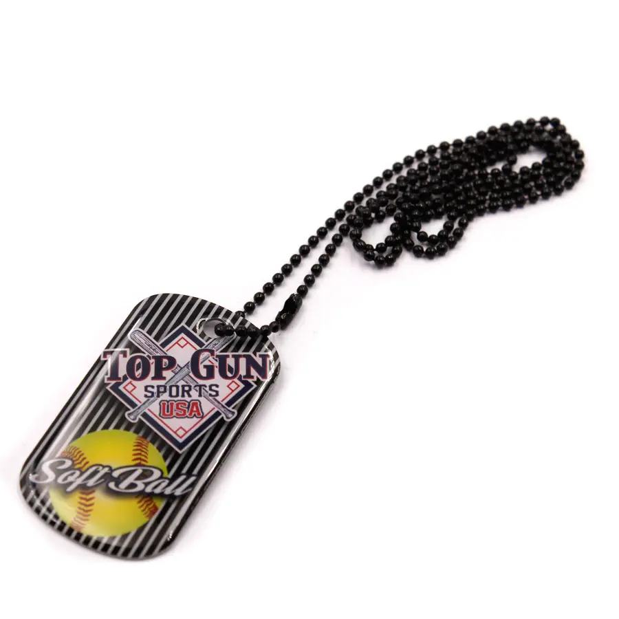 USA black Aluminum Offset Epoxy Sublimation Metal Dog Tag With Ball Chain