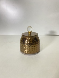 Hot selling unique metal Light Brown candle Bowl crystal Diamond with Lid for Wax Filling home decoration - Product Image 6