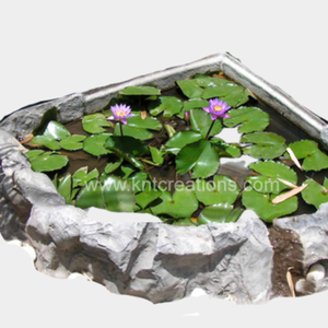 Étang de jardin artificiel KNT en FRP gris, moulé à la main, incassable, léger, avec finition imitation pierre pour lotus et poissons, utilisation en coin - Product Image 1