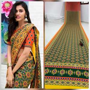 Vêtement de soirée de mariage pour femmes Vêtement en georgette de soie brodée Sari avec chemisier - Product Image 3