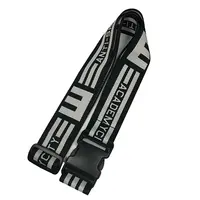Aangepaste Hoge Kwaliteit Koffer Riemen 100% Zwart Polyester Logo Bagage Bandjes Met Gesp