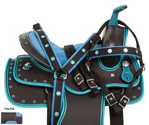 อานม้าแข่งม้าทรงกระบอกแบบตะวันตกสังเคราะห์อเนกประสงค์และทนทานมีหลายขนาดและหลายสีสำหรับการขี่ม้า - Product Image 5