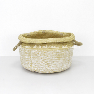 Juego de cesta de hoja de palma de Vietnam 2, decoración de soporte de planta de paja al por mayor - Product Image 1
